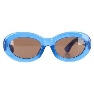 Dries Van Noten x Linda Farrow Oval Sunglasses in Light Blue Acetate